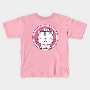 Pink cat princess with crown Kids T-Shirt